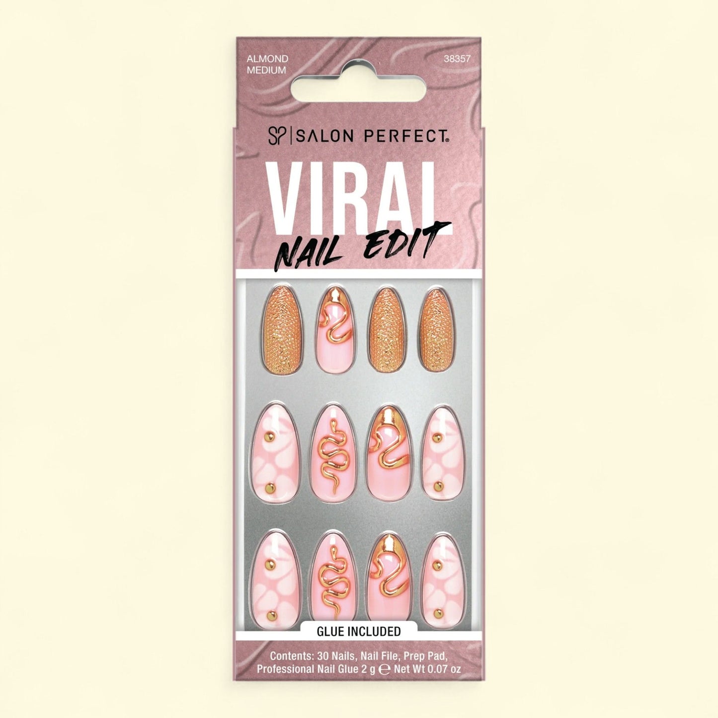 Salon Perfect Press-ons, 349 Viral Nail Edit, Snake, Medium Almond,... — authentic US product shipped worldwide by Treatspree