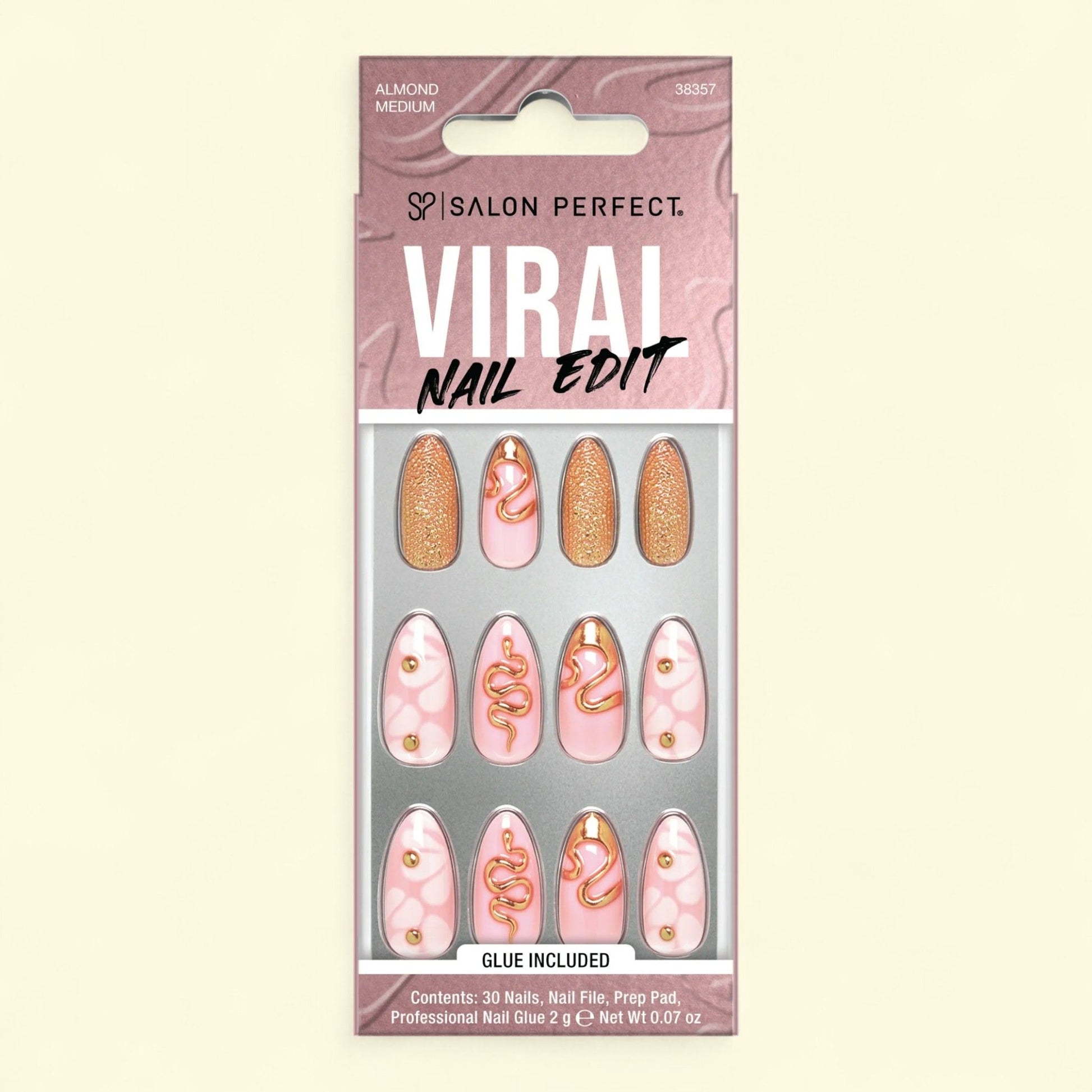 Salon Perfect Press-ons, 349 Viral Nail Edit, Snake, Medium Almond,... — authentic US product shipped worldwide by Treatspree