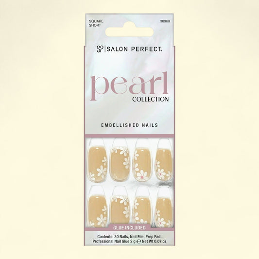 Salon Perfect Press-on Nails, 168 Pearl Flower, 32 pieces