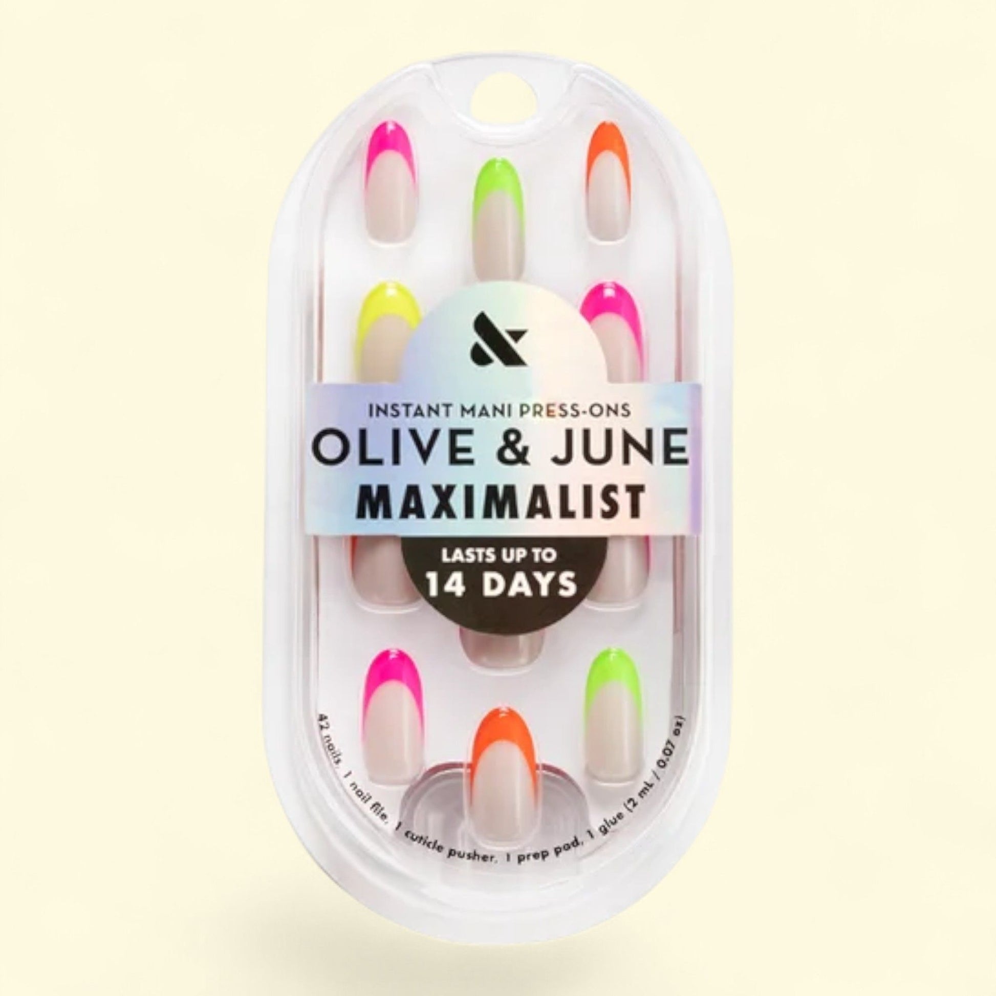Olive & June Press-On Nails, Maximalist Medium Oval, Thick Rainbow ... — authentic US product shipped worldwide by Treatspree
