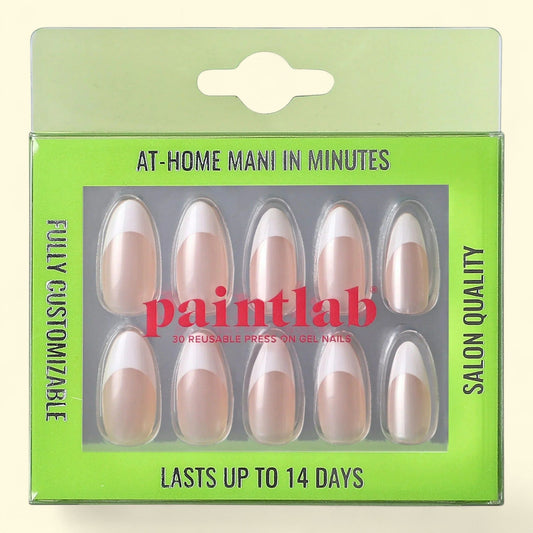 PaintLab Gel Press on Nails Kit, Almond Shape, French Chrome, 30 Count — authentic US product shipped worldwide by Treatspree