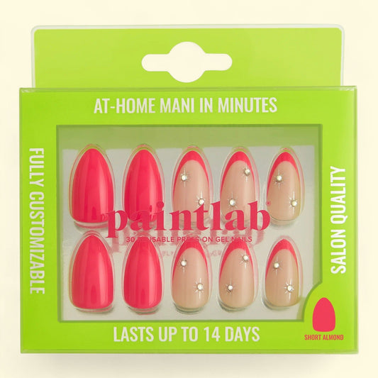 PaintLab Press on Nails Celestial Pink, Short Almond, 30 Pieces