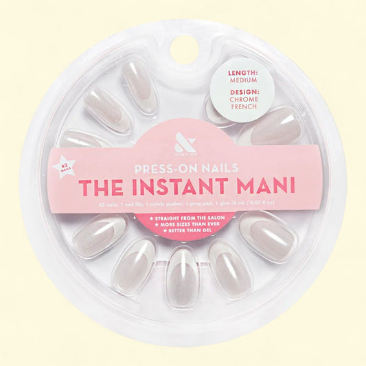 Olive & June Instant Mani Medium Oval Press-On Nails, Chrome French... — authentic US product shipped worldwide by Treatspree