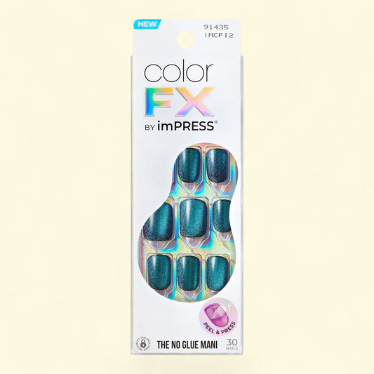 Kiss imPRESS Color FX Short Squoval Press-on Nails, Green, 30 Pieces — authentic US product shipped worldwide by Treatspree