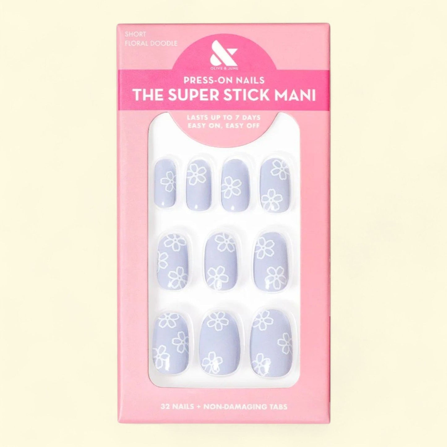 Olive & June Super Stick Mani Round Short Press-On Tabs, Floral Doo... — authentic US product shipped worldwide by Treatspree