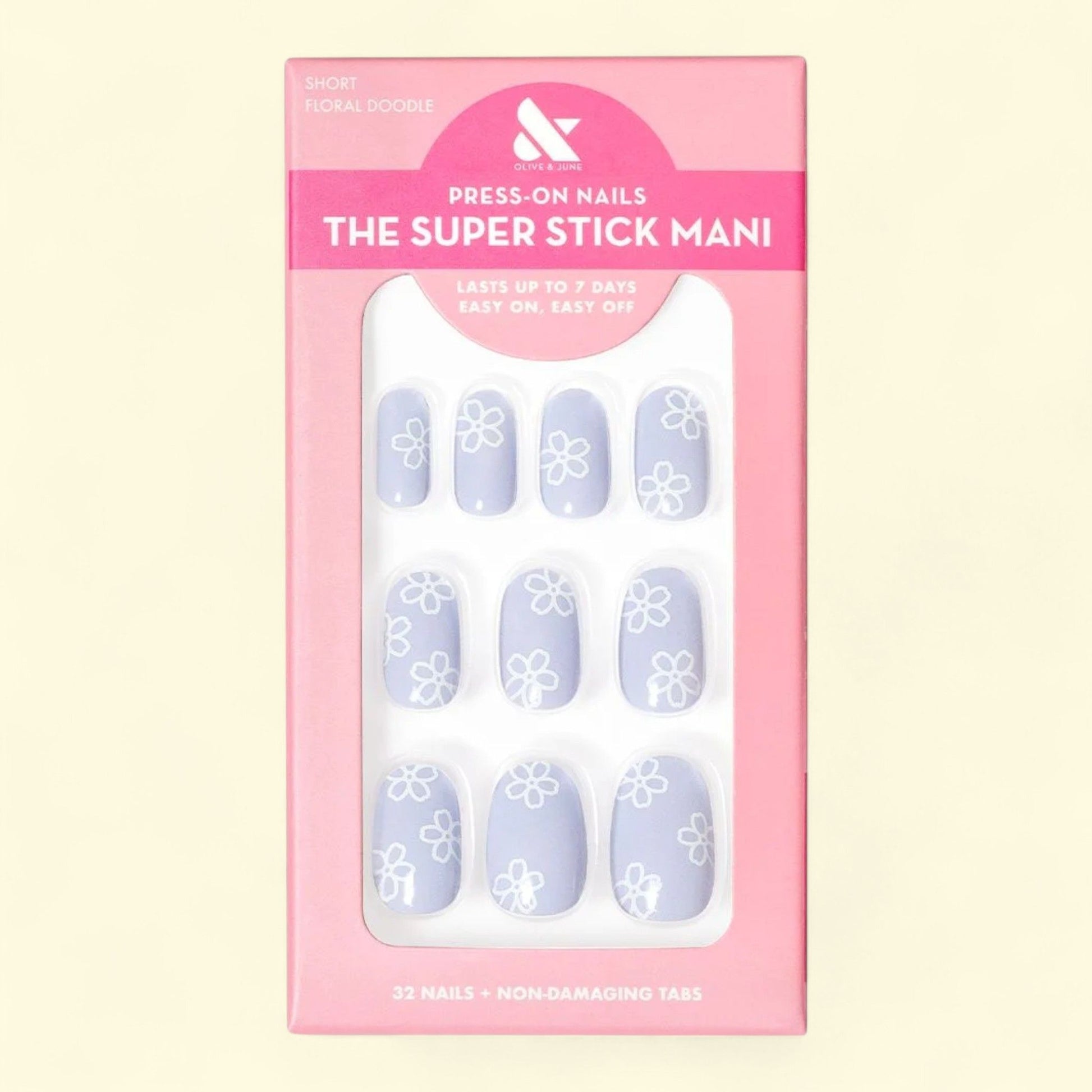 Olive & June Super Stick Mani Round Short Press-On Tabs, Floral Doo... — authentic US product shipped worldwide by Treatspree