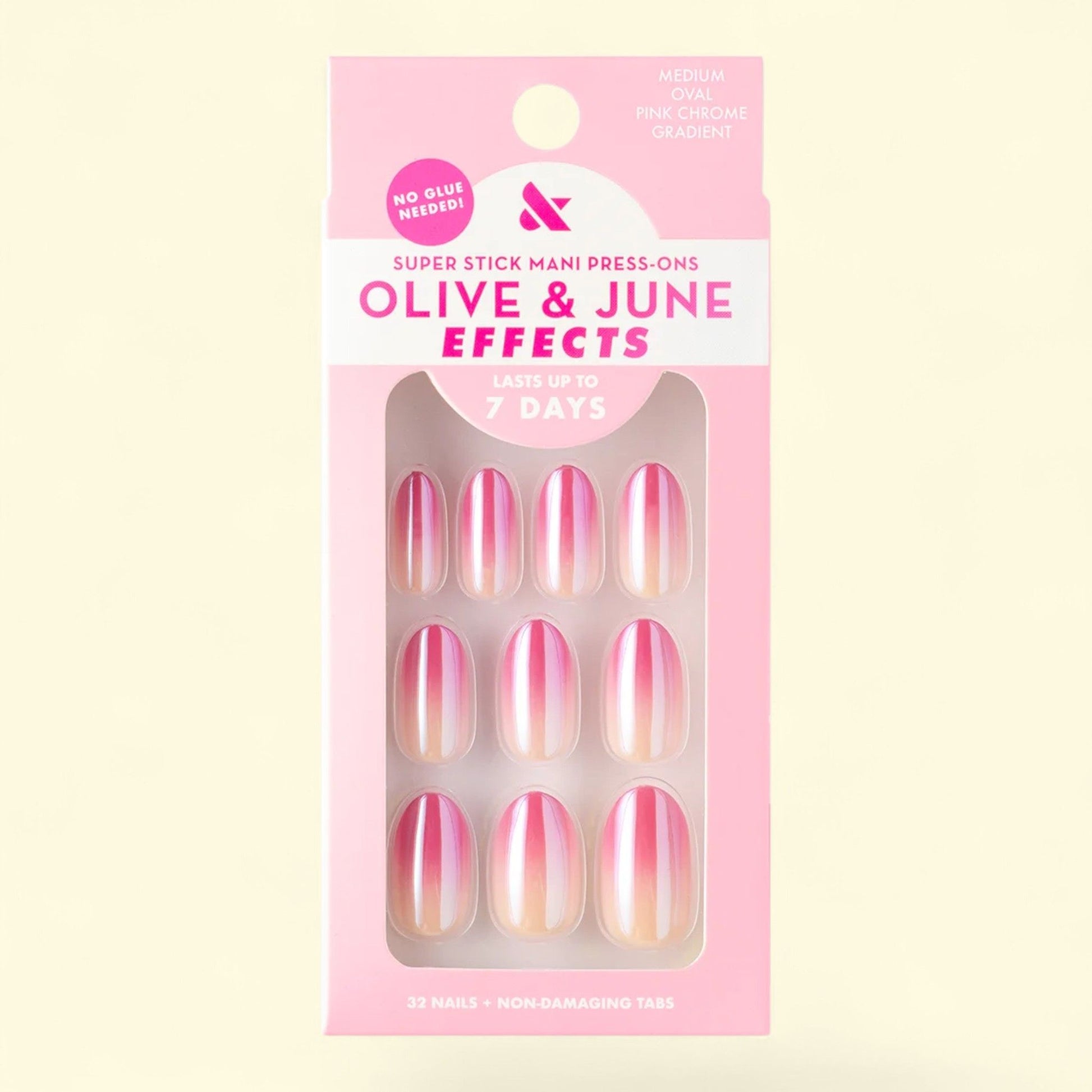 Olive & June Super Stick Mani Oval Medium Press-On Tabs, Pink Chrom... — authentic US product shipped worldwide by Treatspree