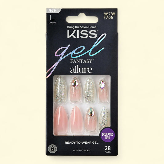 KISS Gel Fantasy Allure Press-On Nails, Pink, Long Almond, 28 Count — authentic US product shipped worldwide by Treatspree