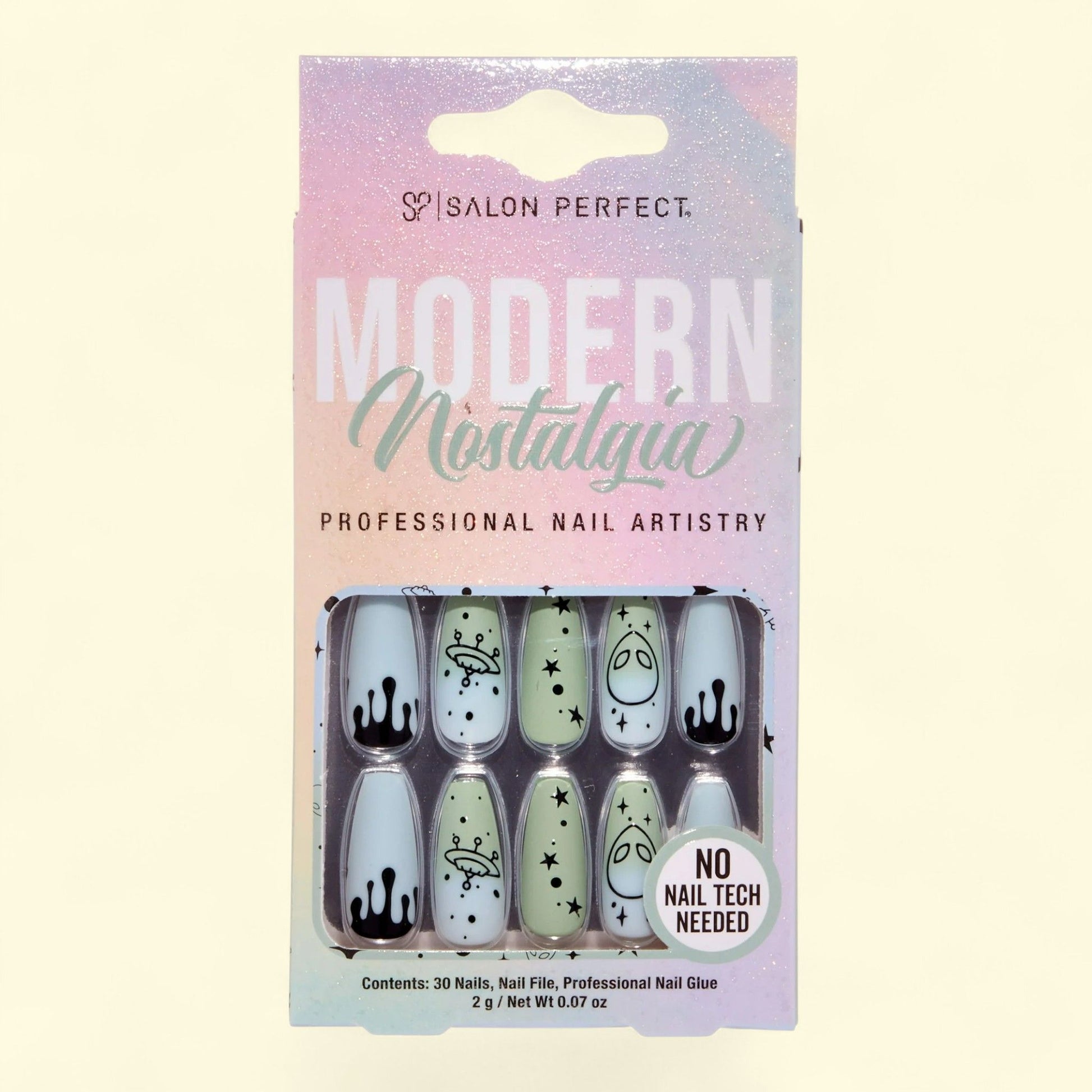 Salon Perfect Press-ons, 215 Modern Nostalgia, Matte Blue Green UFO... — authentic US product shipped worldwide by Treatspree