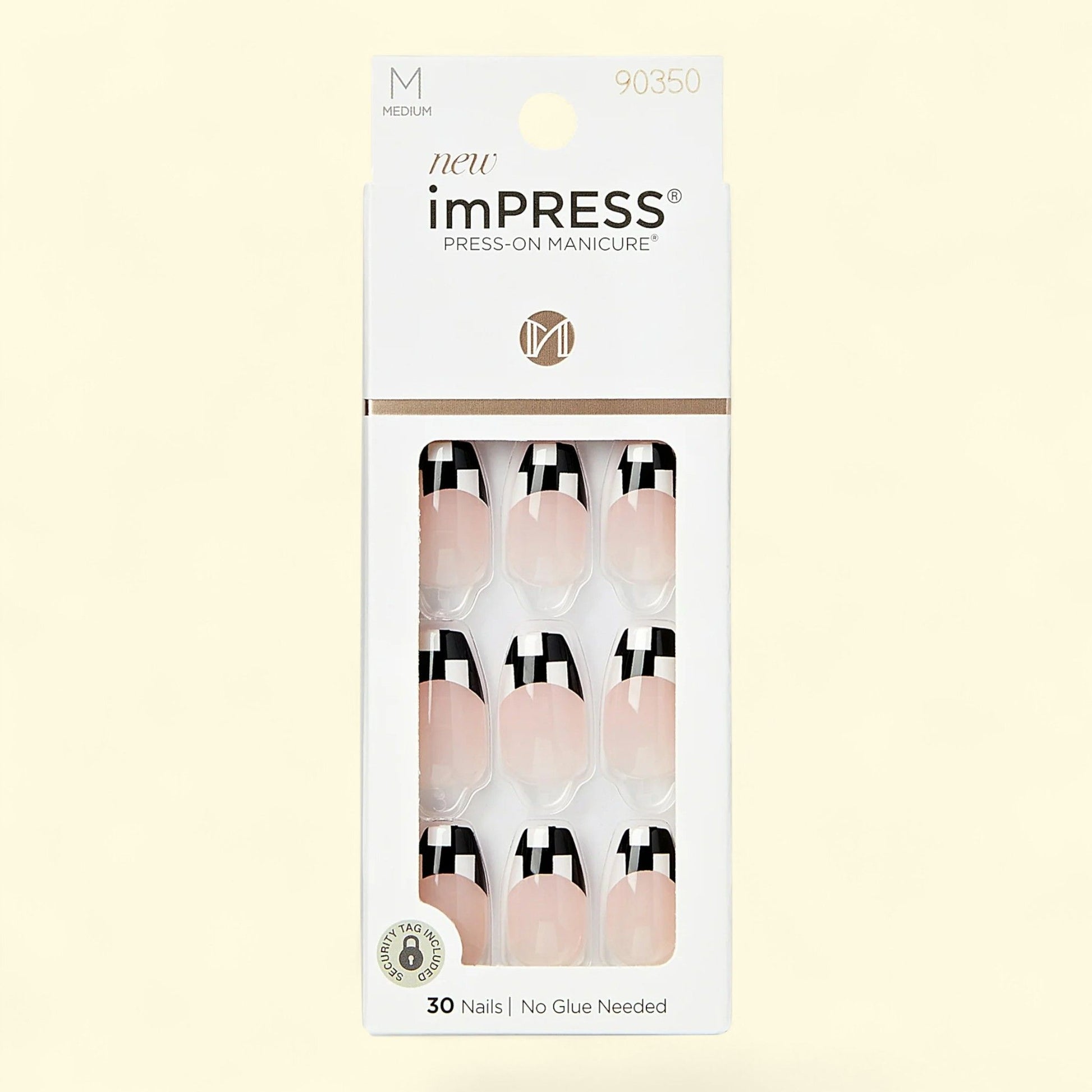 KISS imPRESS Coffin Gel Press-On Nails, Glossy Dark Black, 30 Pieces — authentic US product shipped worldwide by Treatspree
