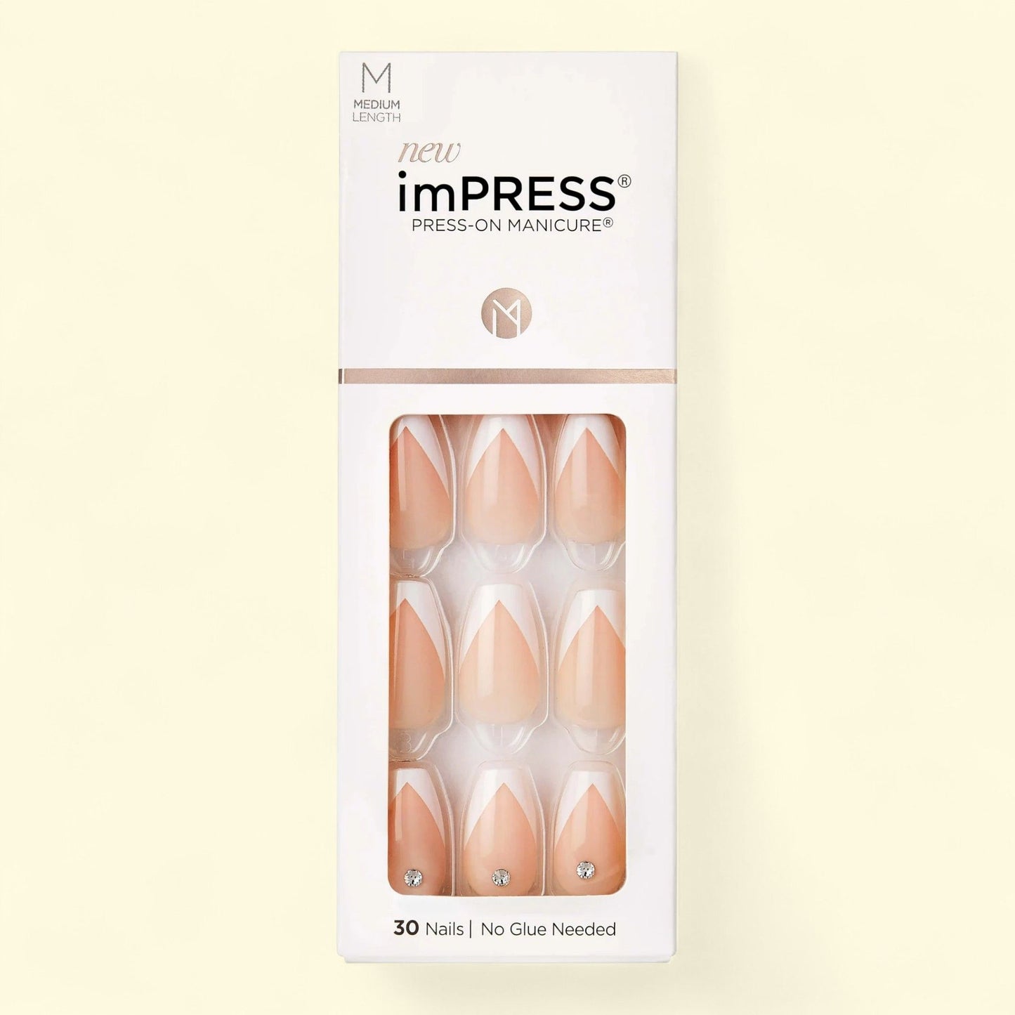 KISS imPRESS Press-on Manicure, So French, Medium, 30 Pieces — authentic US product shipped worldwide by Treatspree