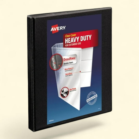 Avery Heavy-Duty Non Stick View Binder, 0.5" Capacity, Black, (5233)