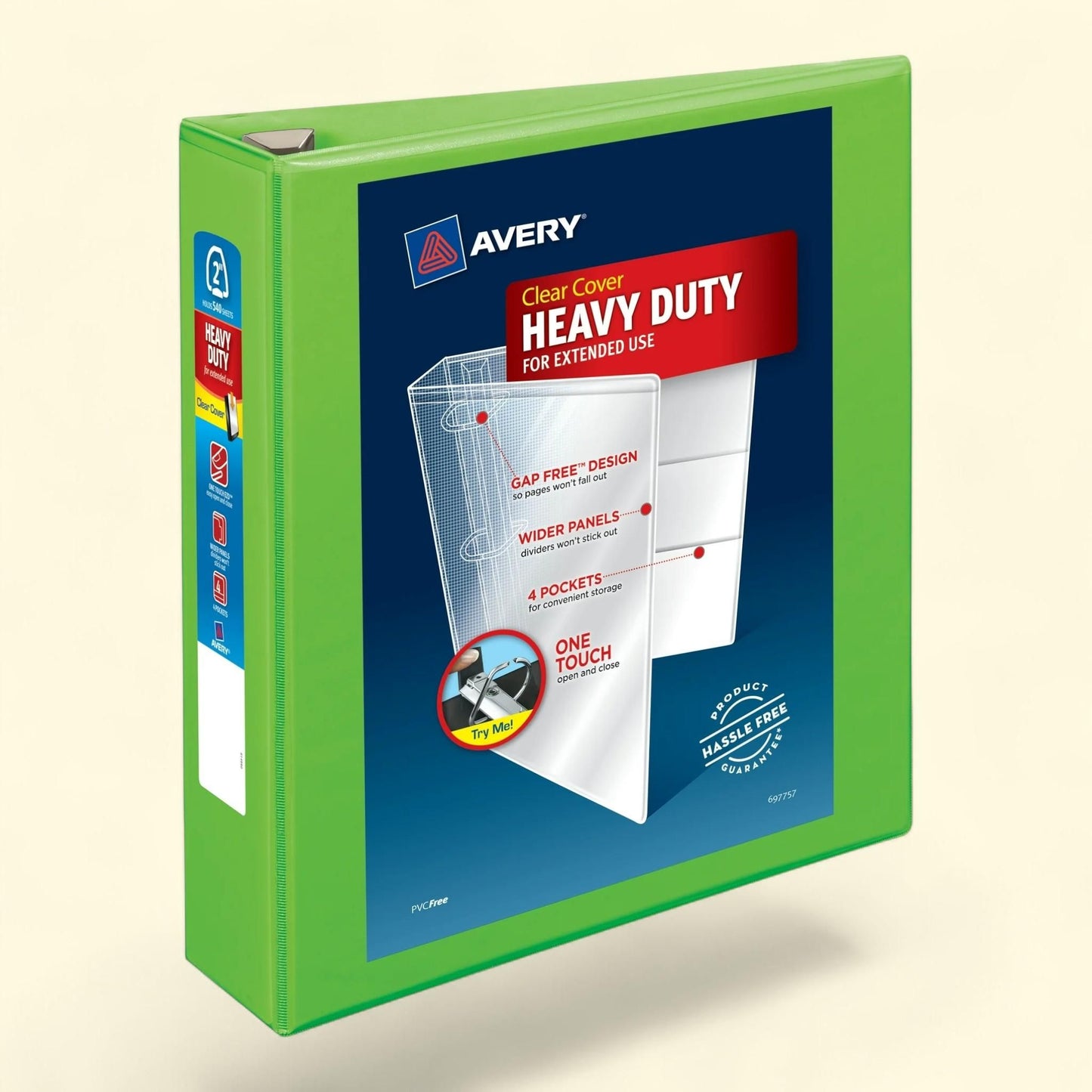 Avery Heavy-Duty View 3 Ring Binder, 2" EZD Rings, Chartreuse