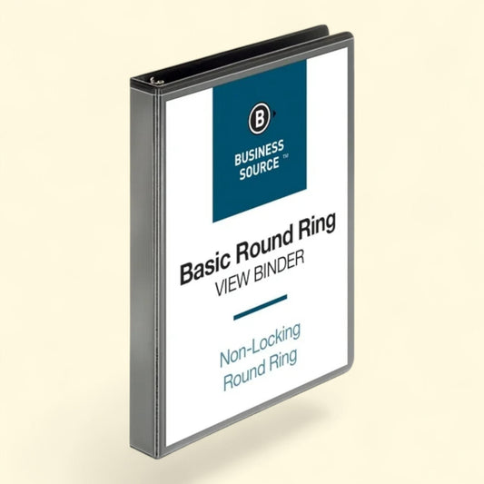 Business Source Round-ring View Binder, 1 Each, Black