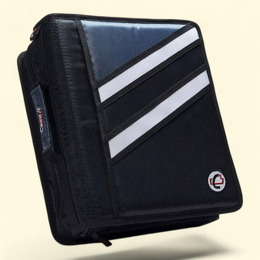 Case It Dual D-Ring Zipper Binder, 3", Black, Z-176