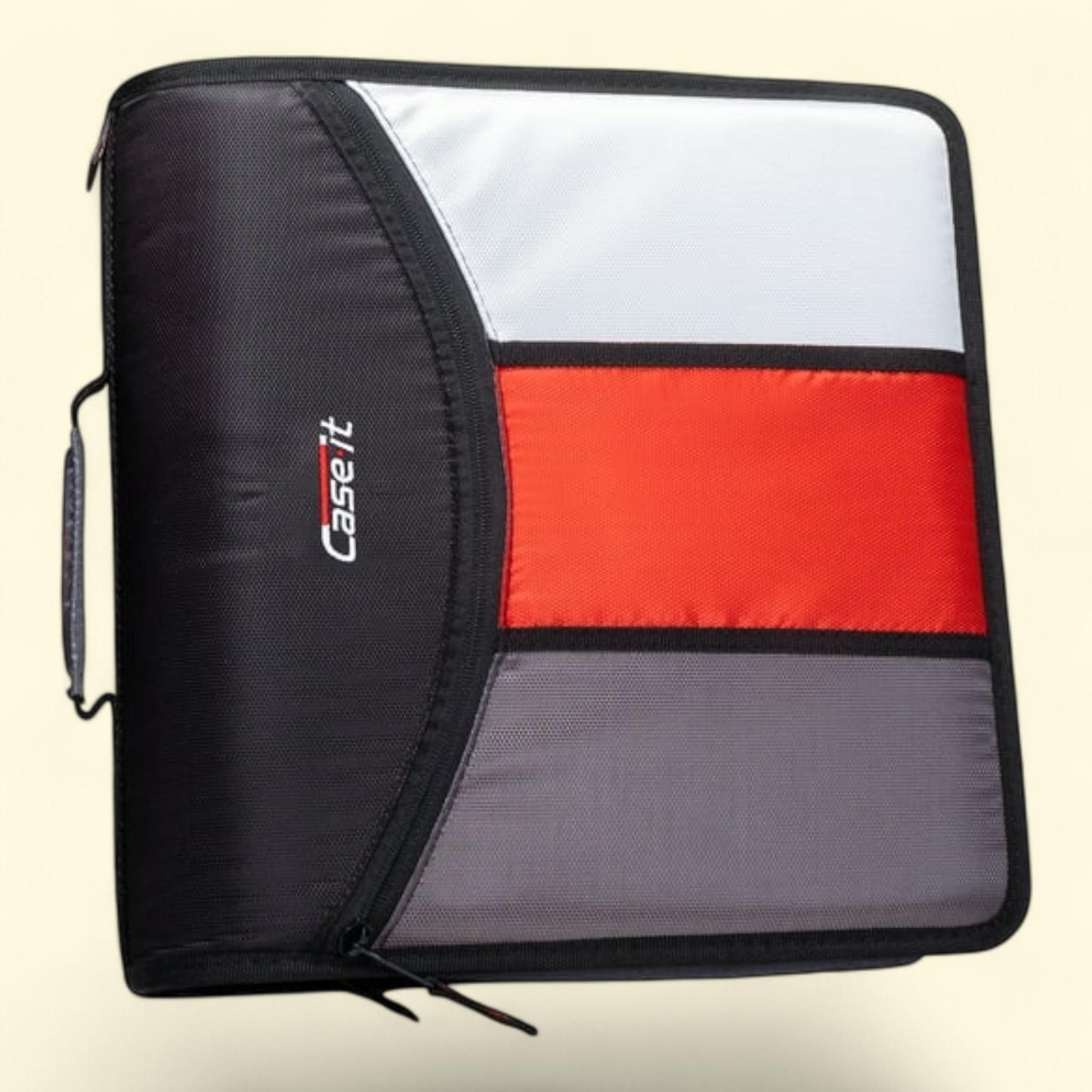 Caseit Mighty Zip Tab Binder, Black, 3" Cap.