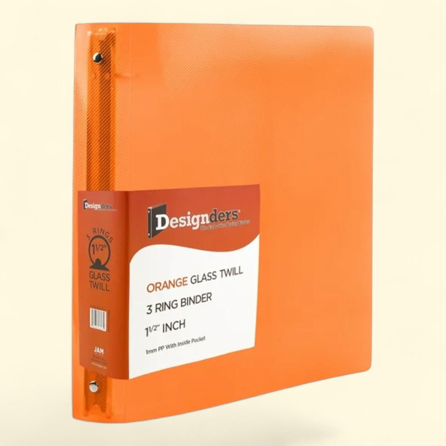 JAM Paper Plastic Binders, Orange, 1 1/2 in, 3 Metal Rings, 1/Pack