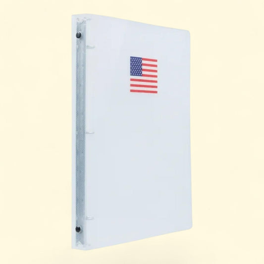 JAM Paper Plastic Binder, American Flag Clear, 3/4 Inch, 1/Pack