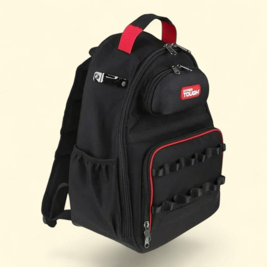Black Tool Backpack, Portable Tool Storage, Unisex, Pockets and Loops, Base Support