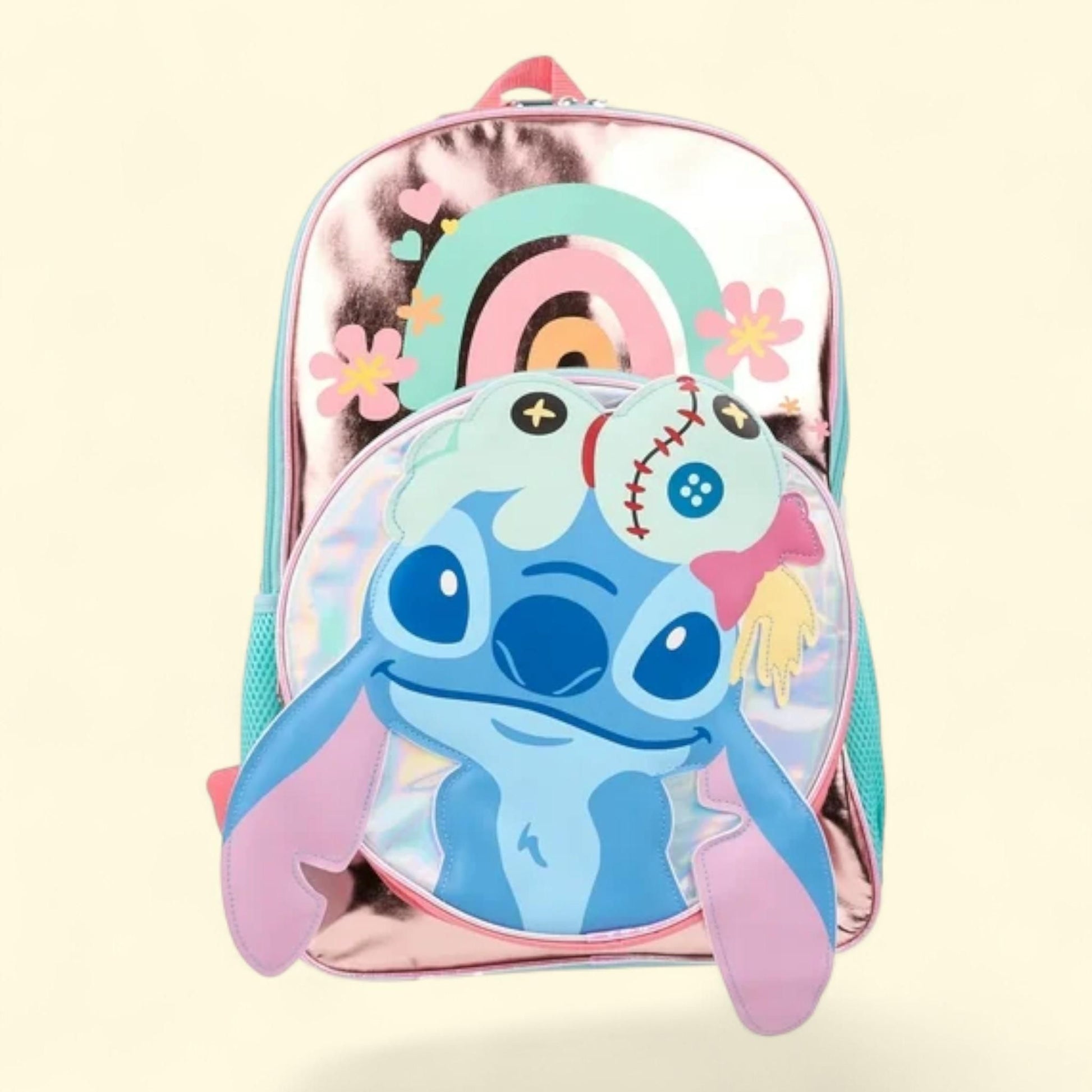 Disney Lilo & Stitch Girls' Iridescent Rainbow Scrump Backpack, 17" — authentic US product shipped worldwide by Treatspree