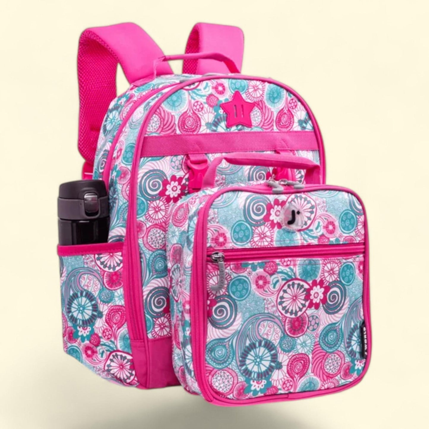 Ensemble sac à dos pour enfant J World Duet 16 pouces et boîte à goûter amovible, bleu framboise