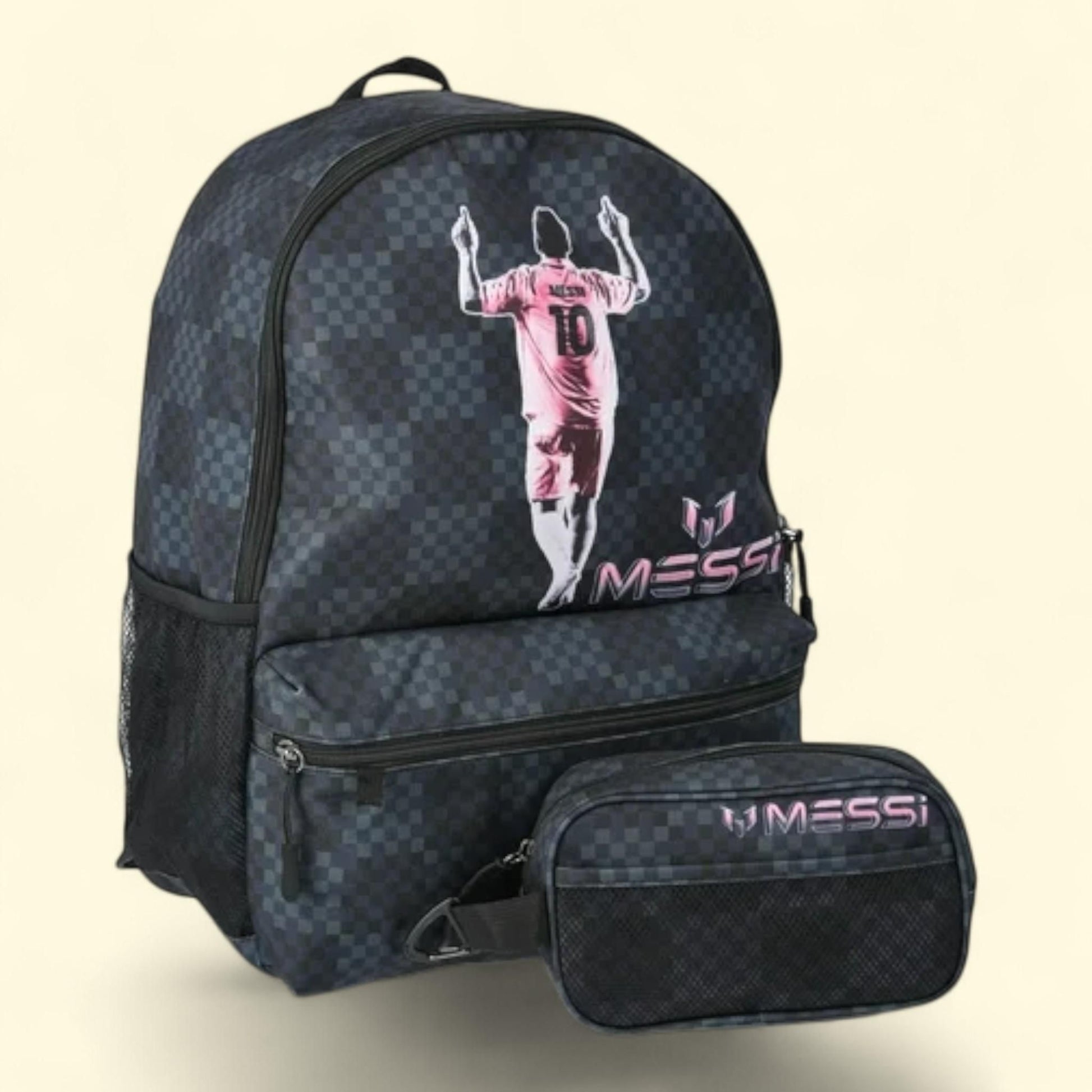 Kids' Checkered Backpack and Pencil Case Set, 17" Black, 2-Piece — authentic US product shipped worldwide by Treatspree