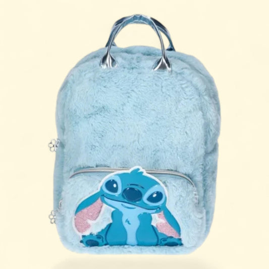 Lilo & Stitch Girls Faux Fur Mini Backpack, Blue