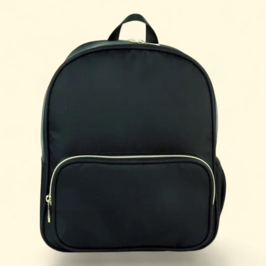 Nylon Backpack, Customizable Travel Book Bag, Black