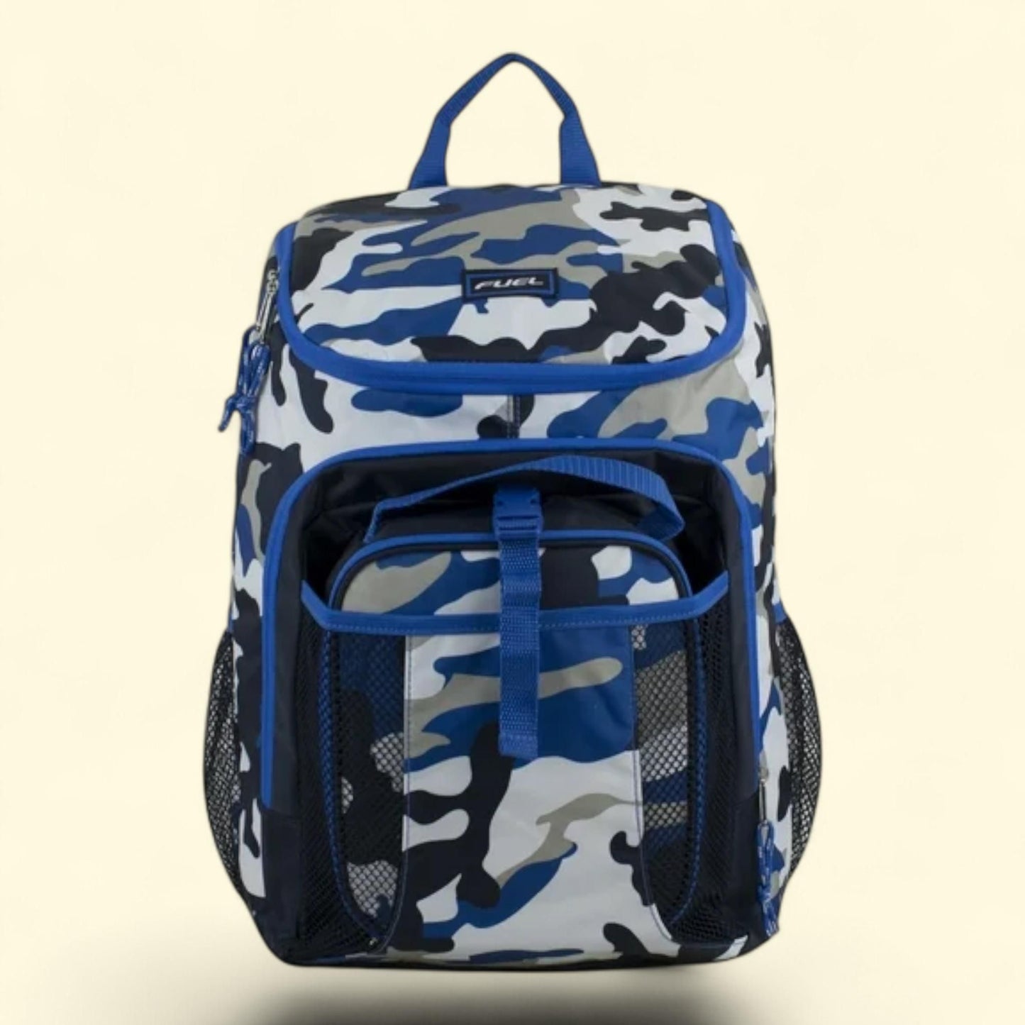 Unisex Backpack and Lunch Bag Set, 2-Piece, Blue White Camouflage