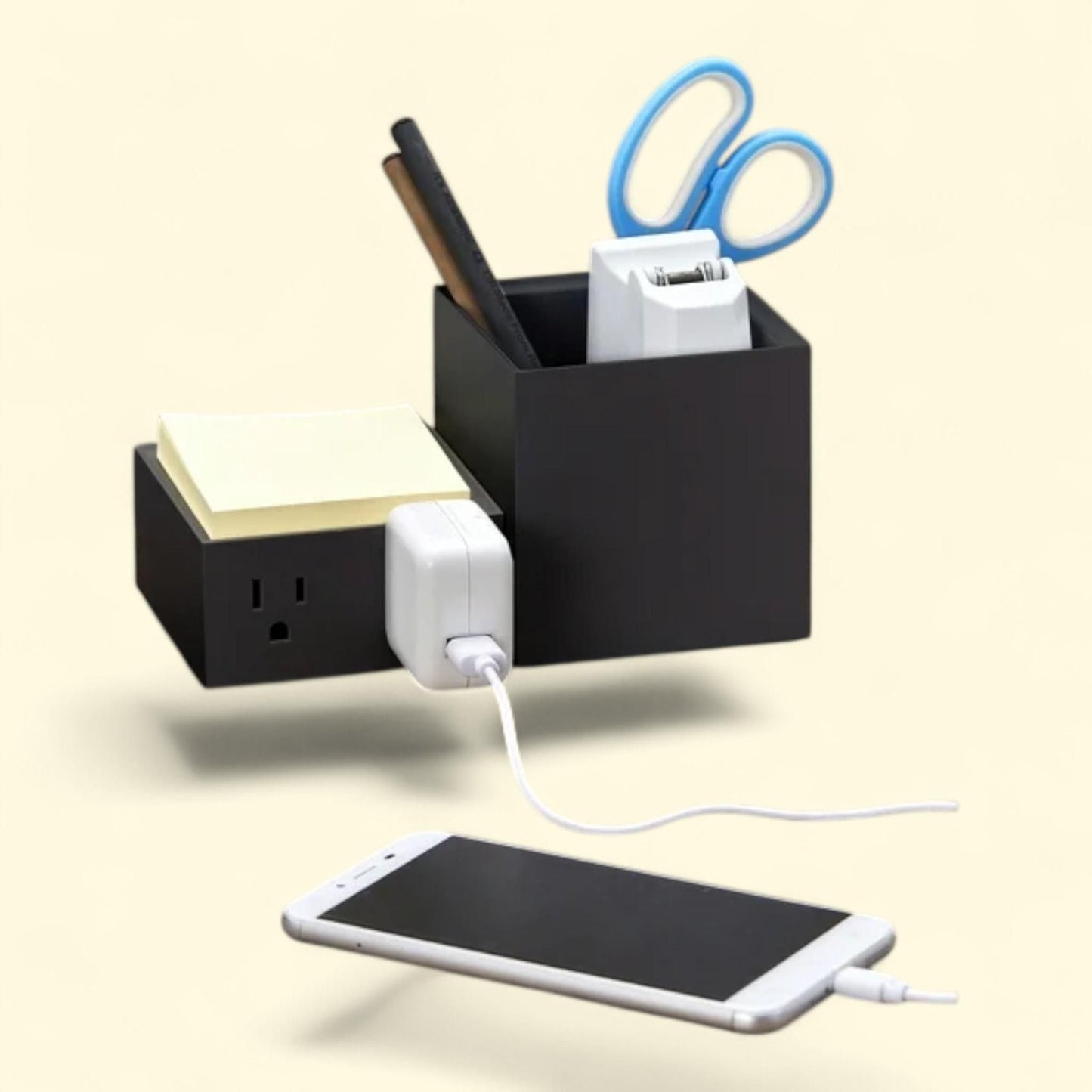 Bostitch Konnect Power Expansion Kit, Two-Outlet Charger & Pencil Cup, Black