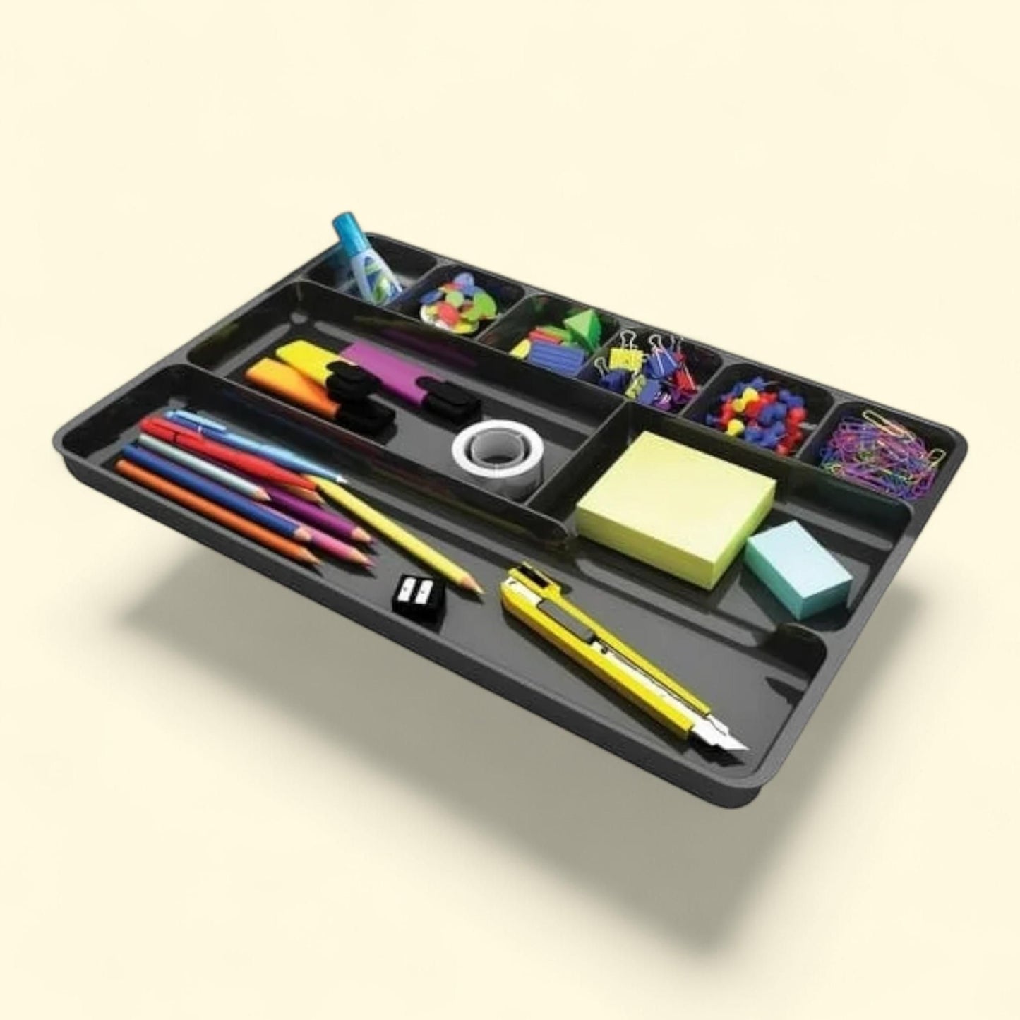 Deflecto Office Drawer Organizer, 1" x 14" x 9", Black