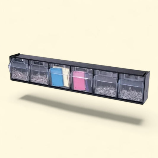 Deflecto Tilt Bin Interlocking Multi-Bin Storage Organizer, 4.5" x 23.6" x 3.6"