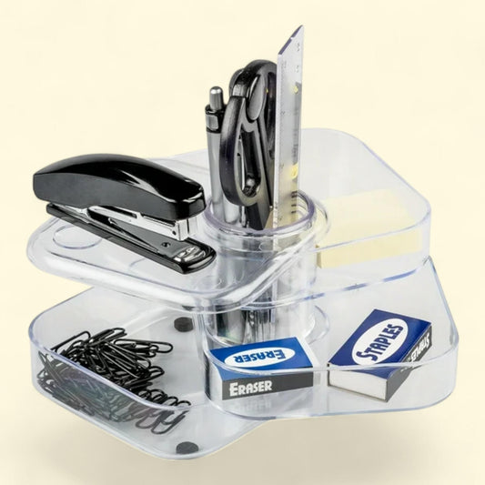 JAM PAPER Swivel Desk Organizer, Clear (SO102CL)