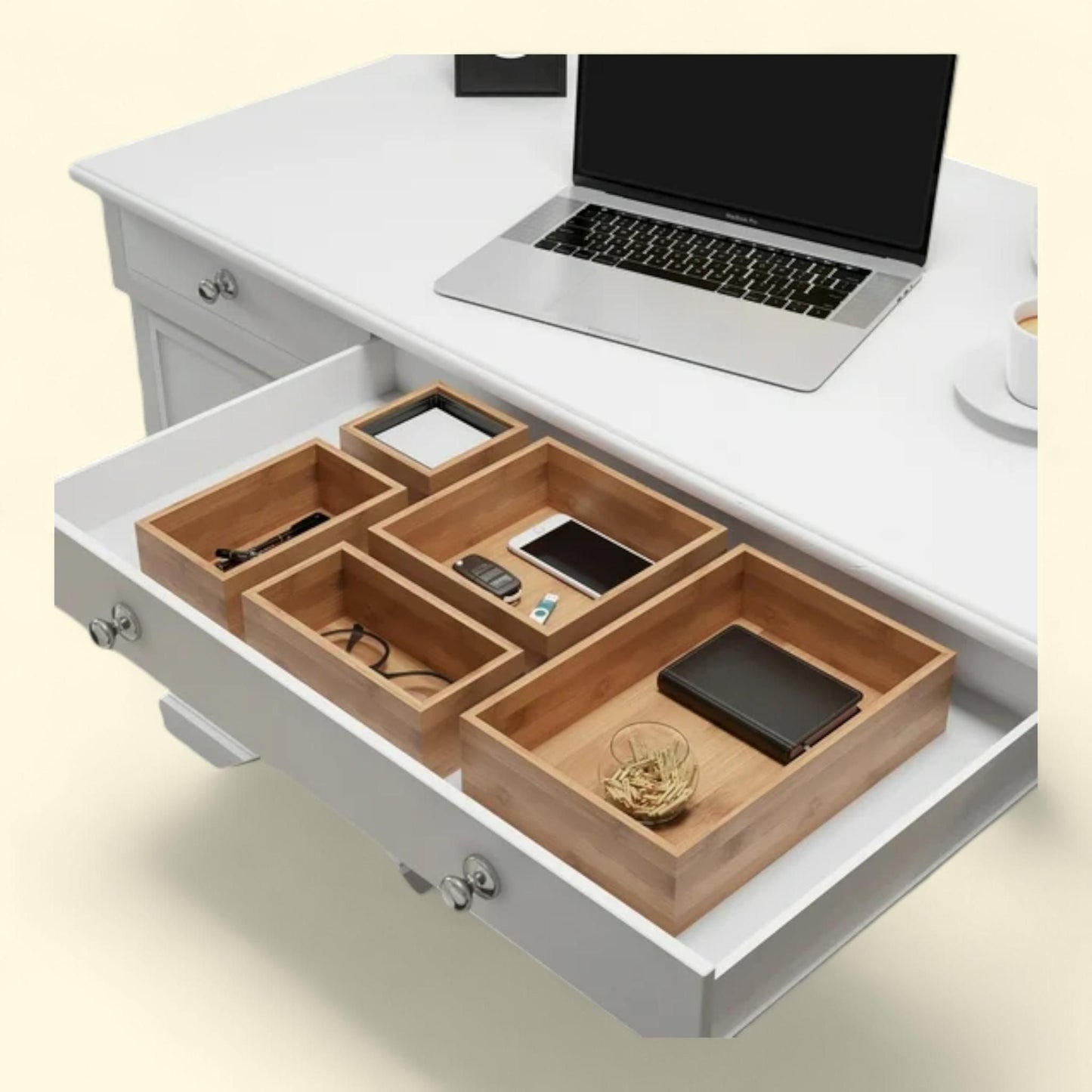 Lavish Home Bamboo Drawer Organizer, 5-Compartment — authentic US product shipped worldwide by Treatspree