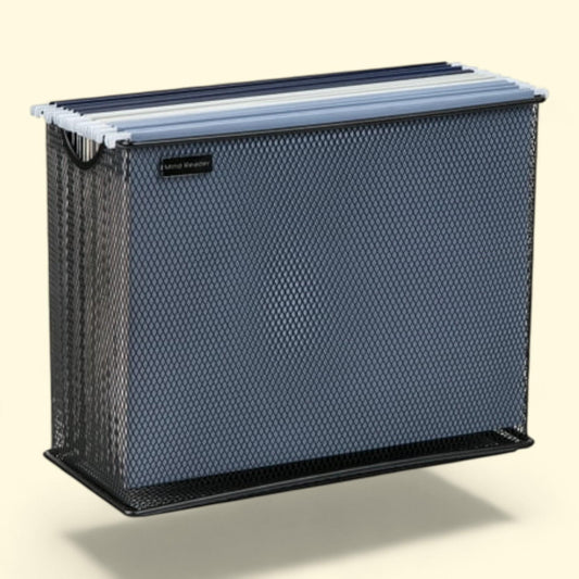 Mind Reader File Storage, Desktop Organizer, Hanging Files, Metal, Black