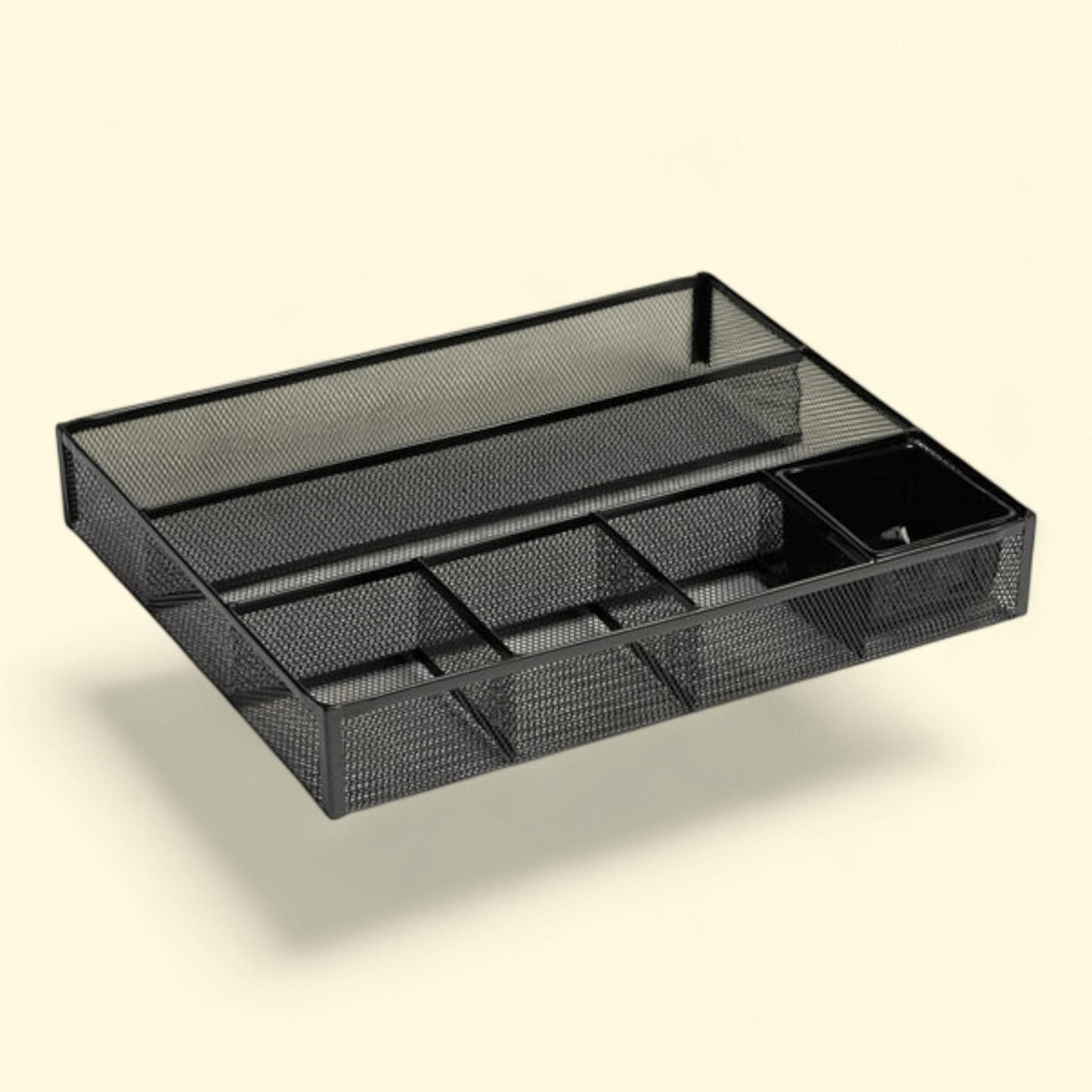 Rolodex Desk Drawer Organizer, Metal Mesh, Black, Deep