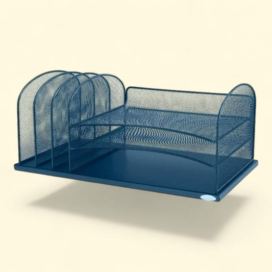 Safco Onyx Steel Metal Desk Organizer, Blue Finish