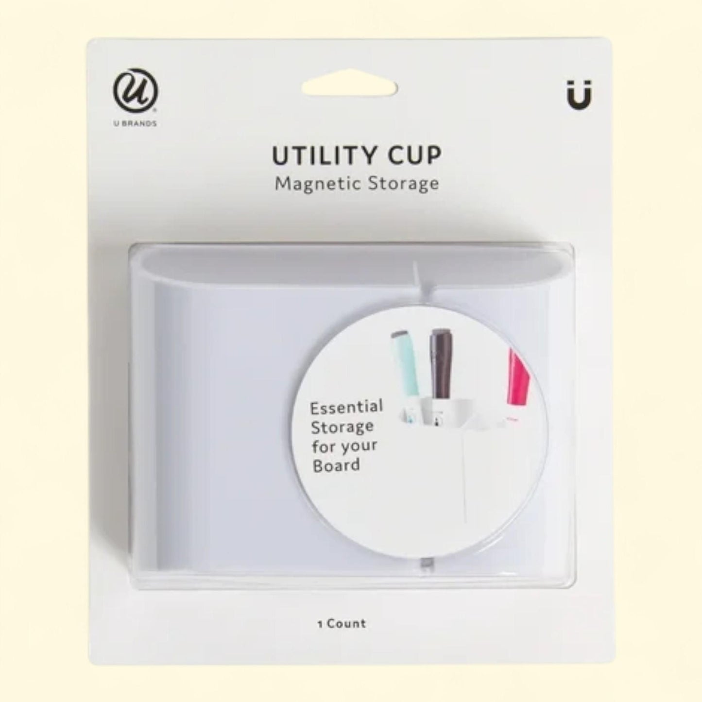 U Brands Magnetic Organizer Cup, White, Plastic, 1 Count, Oval — authentic US product shipped worldwide by Treatspree