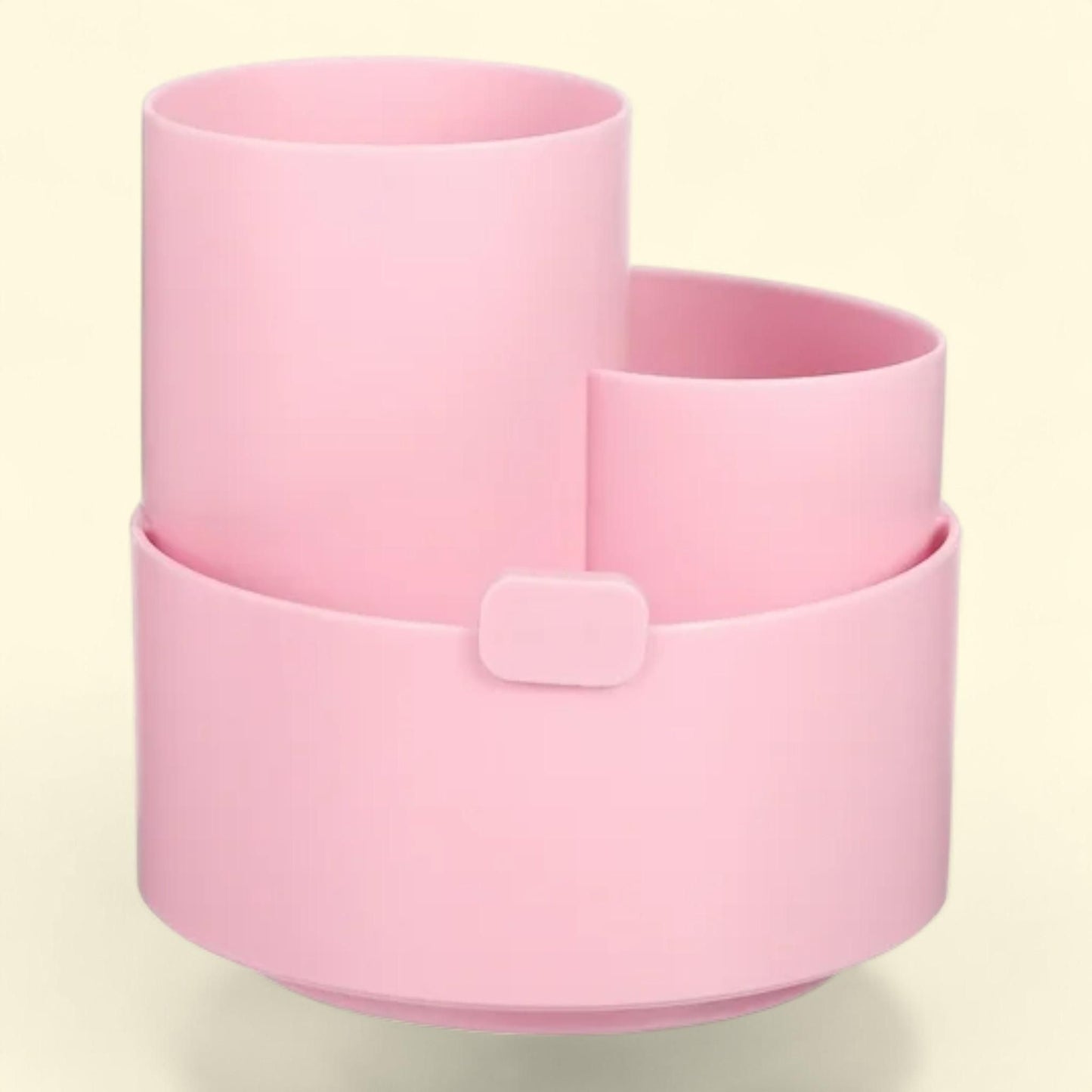 Unique Bargains Rotary Pen Holder 3 Slots Makeup Brush Desktop Organizer, Pink