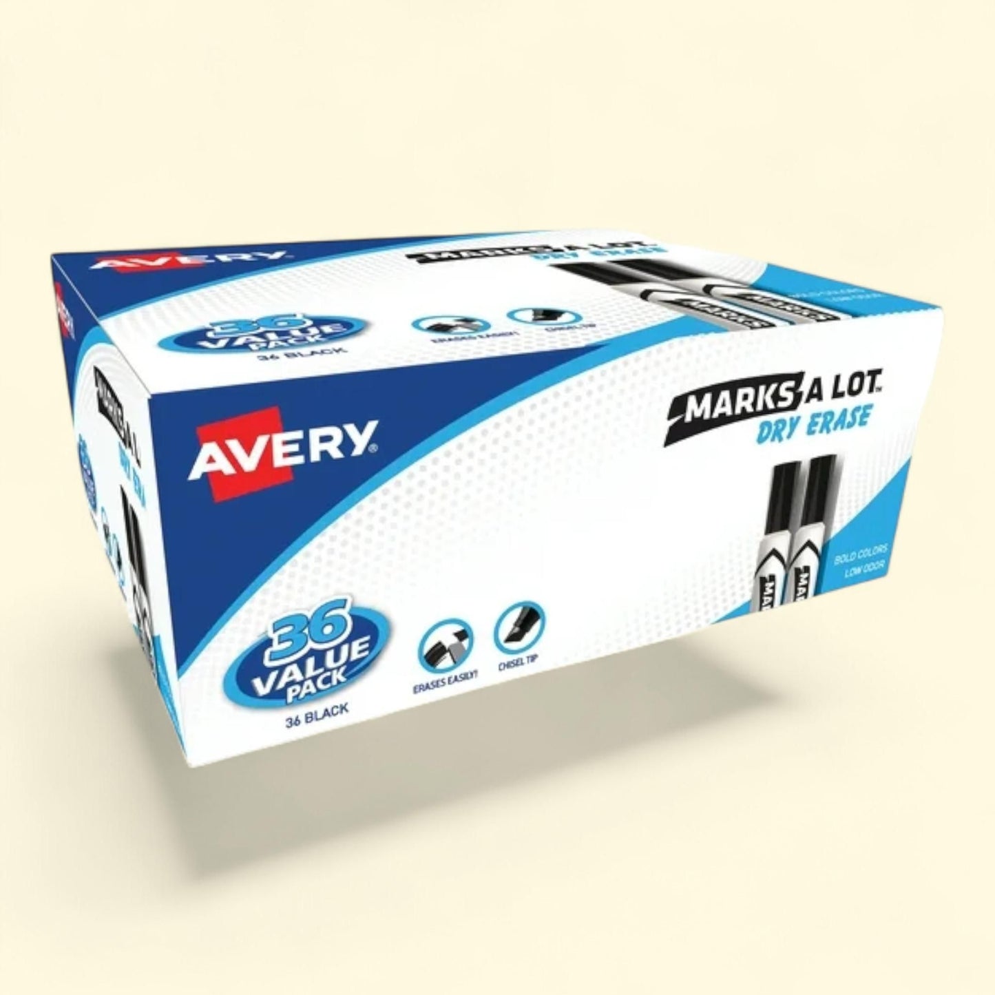 Avery Marks A Lot Dry Erase Markers, 36 Black, Desk-Style