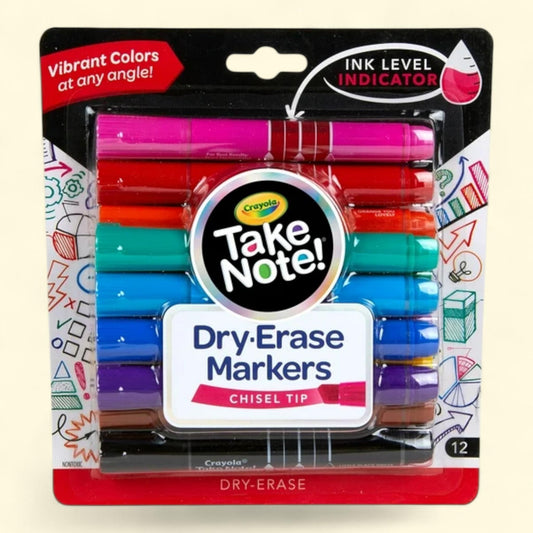 Crayola Take Note! Dry Erase Markers, Chisel Tip, 12 Count