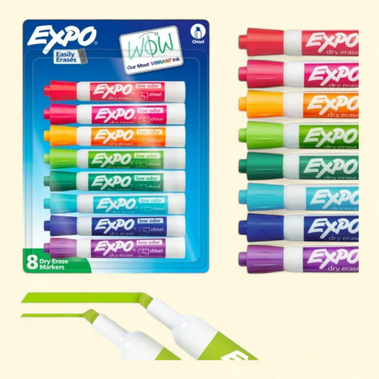 EXPO Dry Erase Markers, Chisel Tip, Assorted Colors, 4 Pack