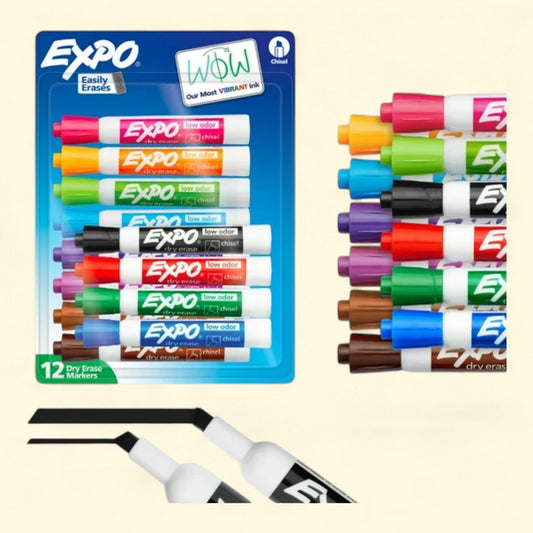 EXPO Dry Erase Markers, Chisel Tip, 12 Count