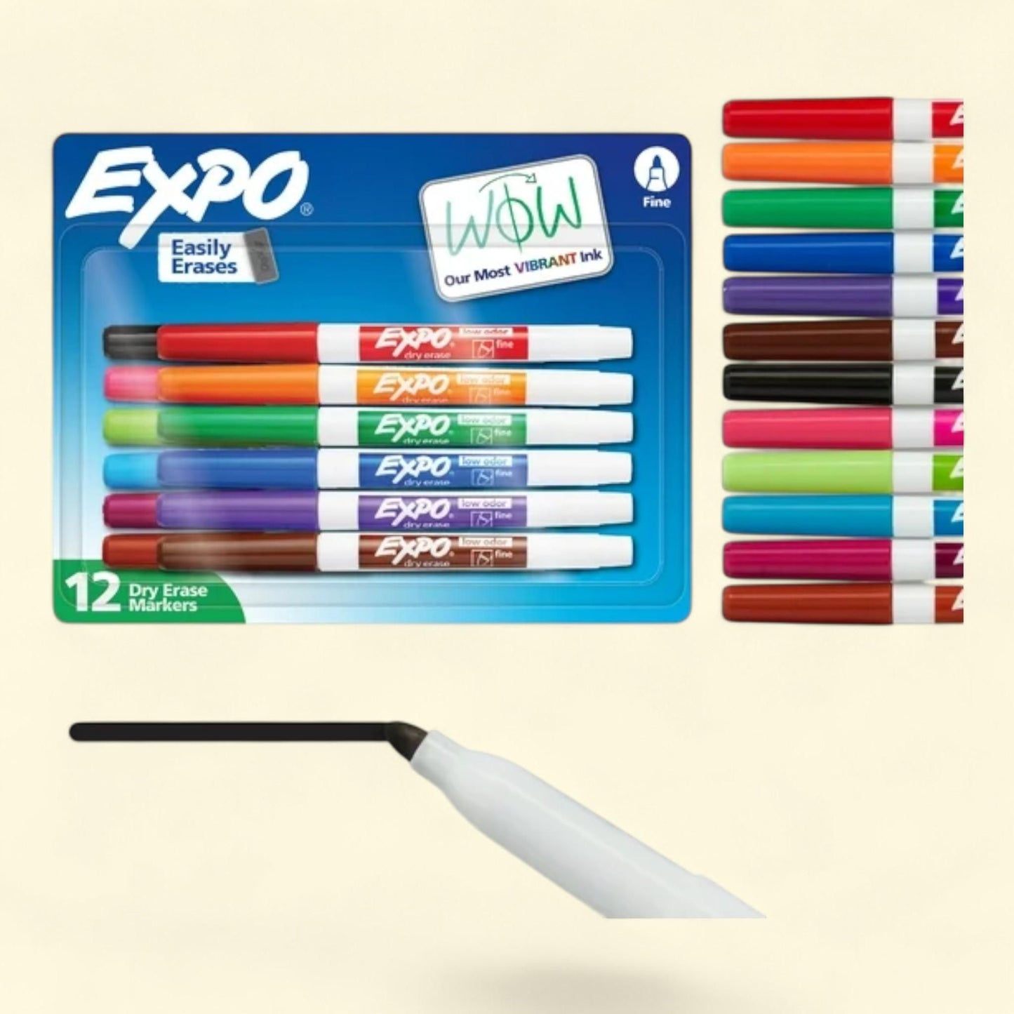 EXPO Dry Erase Markers, Fine Tip, 12 Count