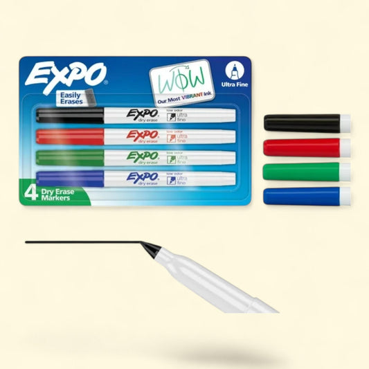 EXPO Dry Erase Markers, Ultra Fine Tip, Assorted Colors, 4 Count