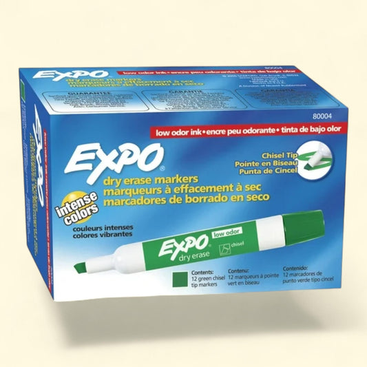 Expo Dry Erase Markers, Chisel Tip, Green, 12 Count
