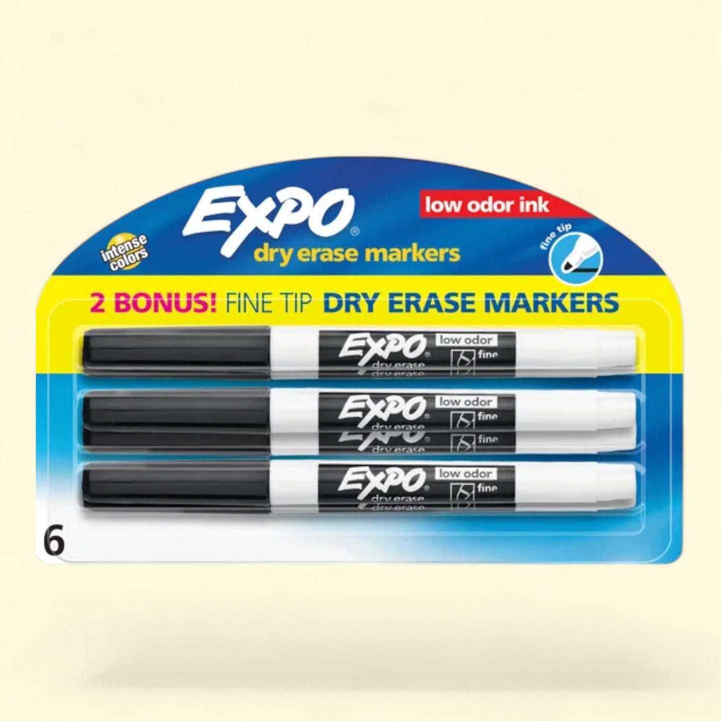 Expo Dry Erase Markers, Fine Tip, Black, 6 Count — authentic US product shipped worldwide by Treatspree