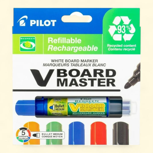 Pilot V Board Master Dry Erase Markers, Bullet Tip, Assorted Colors, 5 Pack
