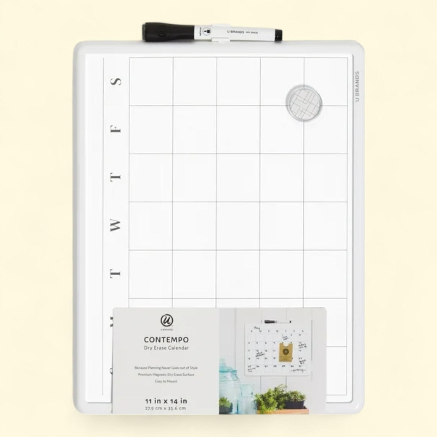 U Brands Contempo Frame Dry Erase Calendar, 11x14