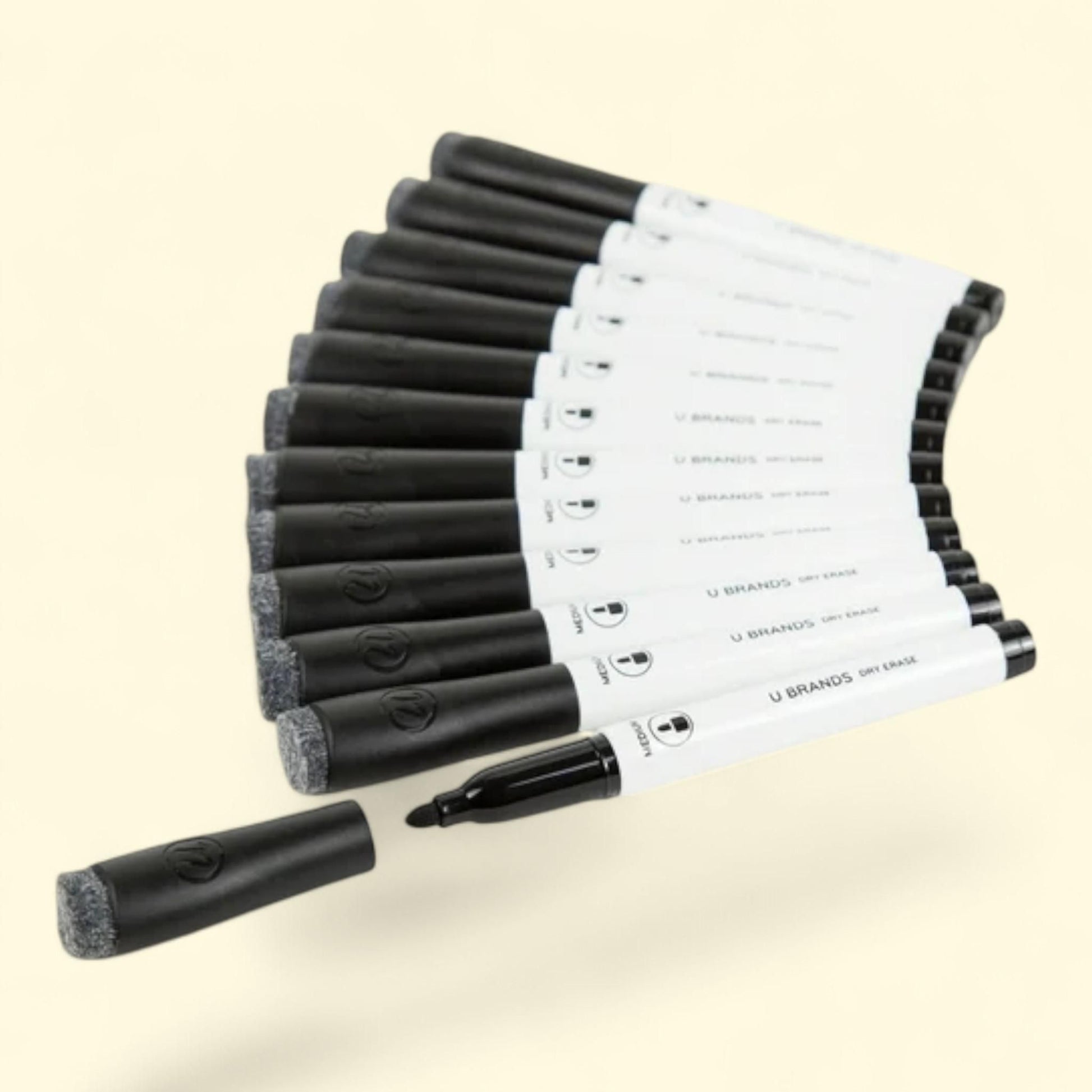 U Brands Dry Erase Markers, Medium Point, Black Ink, 12 Count — authentic US product shipped worldwide by Treatspree